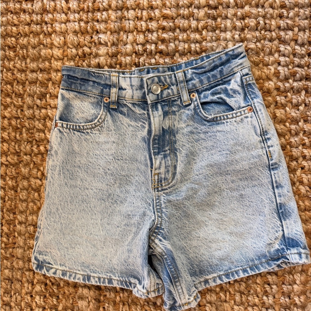Zara Light Blue High-Waist Jean Shorts